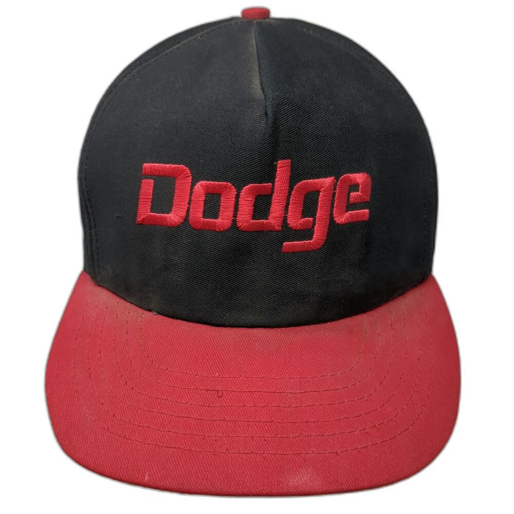 Nomad Dodge Trucker Hat Black Red Vintage Snapback Flat Brim Made in USA